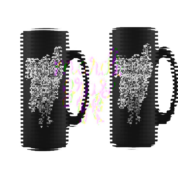 Coquette Bow Mardi Gras New Orleans Louisiana Dalmatian Dots Coffee Mug