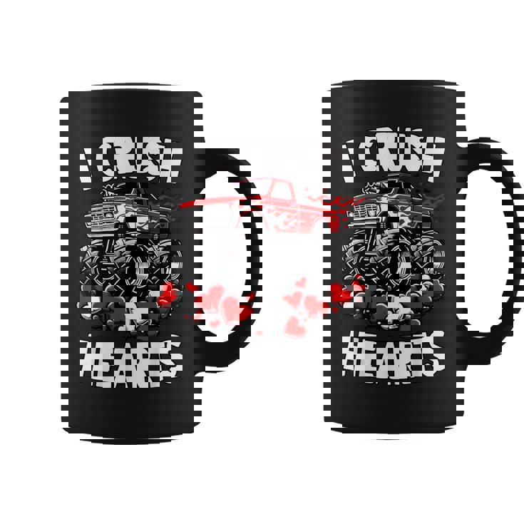 I Crush Hearts Valentines Day Monster Truck Boys Toddler Coffee Mug