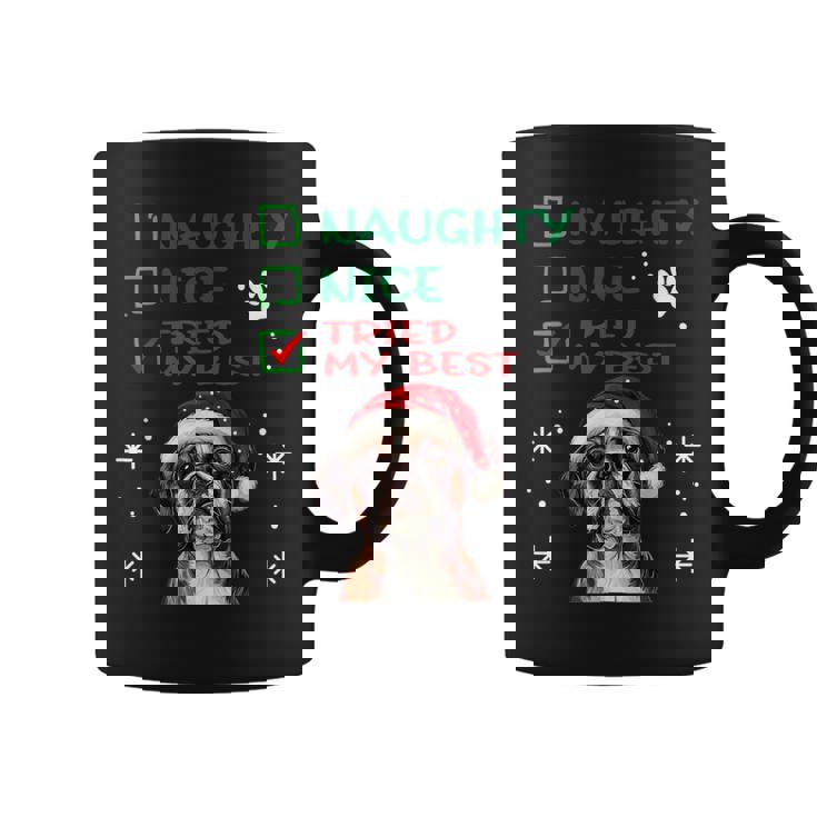Cute Boxer Dog Dog Christmas Naughty Nice Tried My Best Coffee Mug