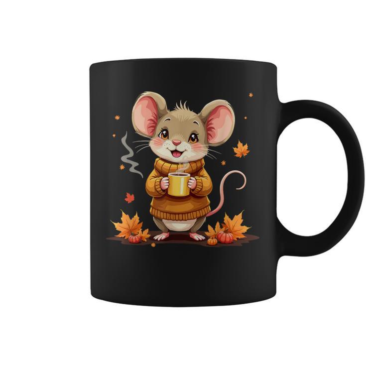 Cute Mouse With Autumn Graphic Tassen