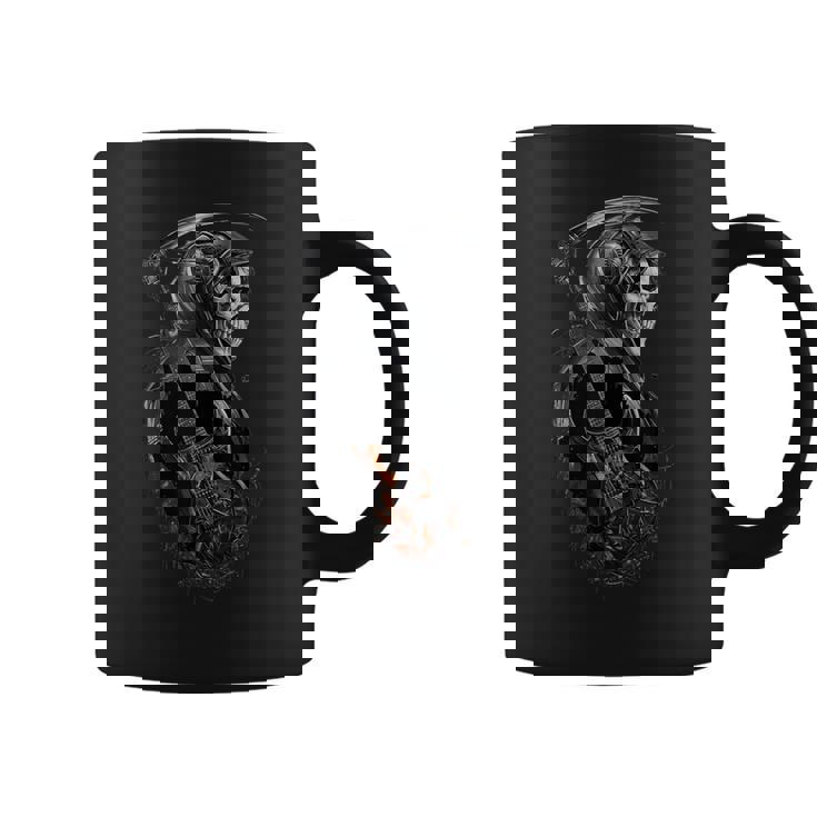 Cyberpunk Grim Reaper Con Guitarra Eléctrica Rock Heavy Metal Taza de café