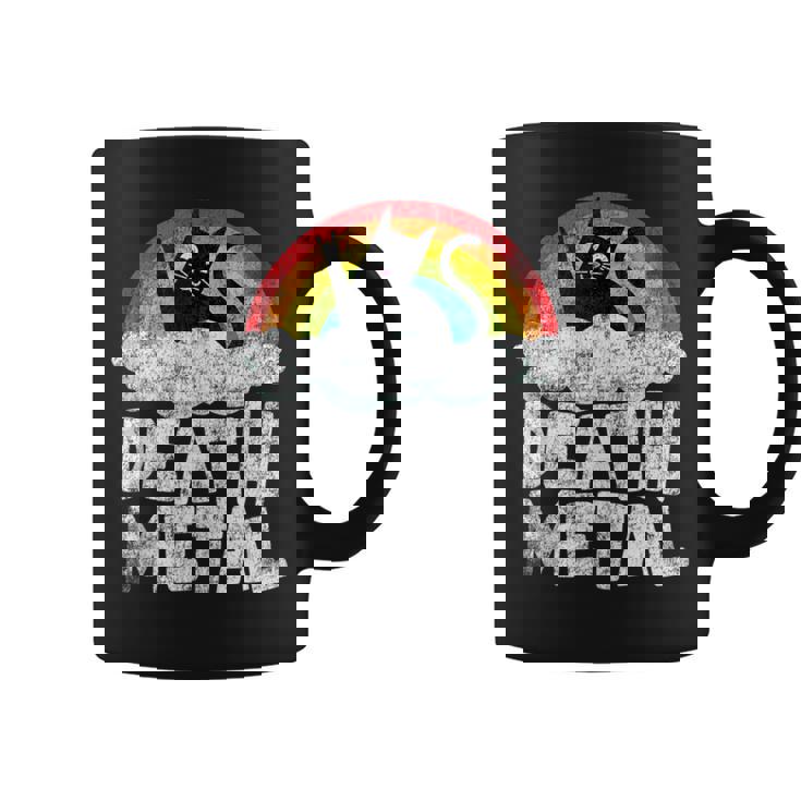 Death Metal Gato Retro Arco Iris Metalfan Heavy Metal Sin Mangas Taza de café