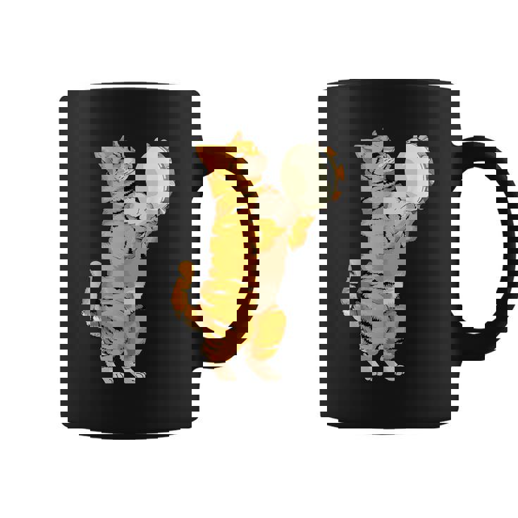 Divertido Gato Jugando Pandereta Regalo Lindo Gatito Músico Fan Taza de café