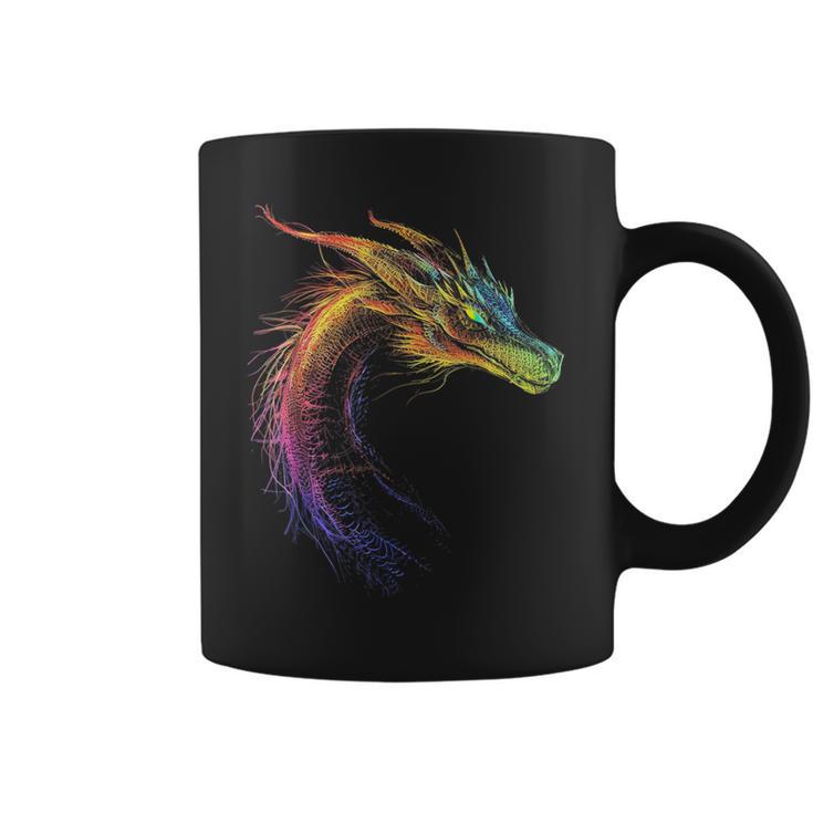 Dragón Dibujo Colorido Animales Obras De Arte Taza de café