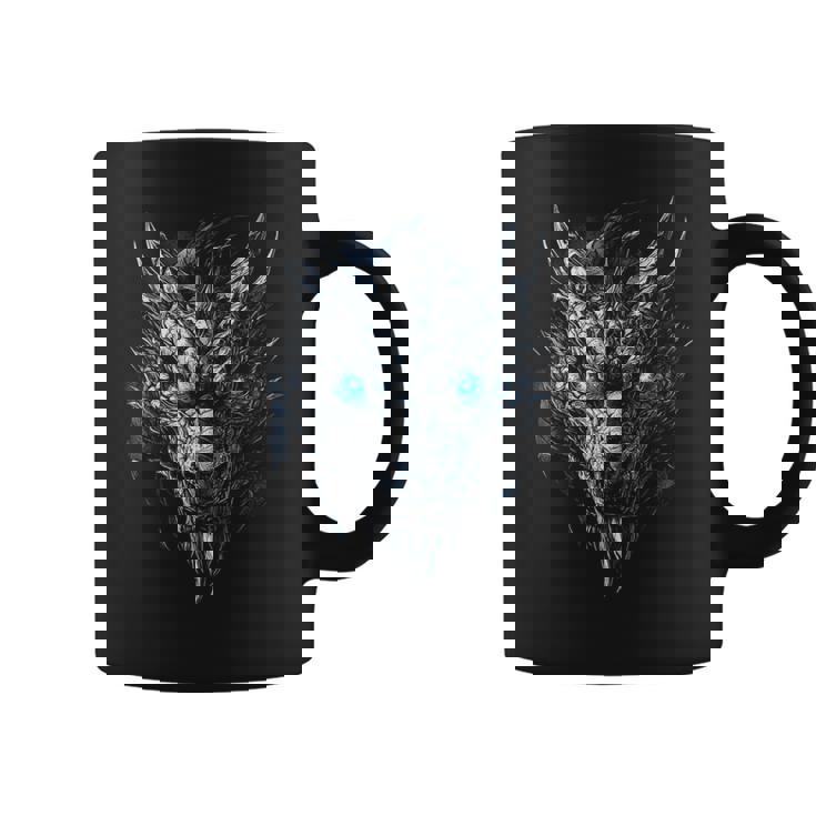 Dragón Ojos Azules Ojos Obras De Arte Dragón Taza de café