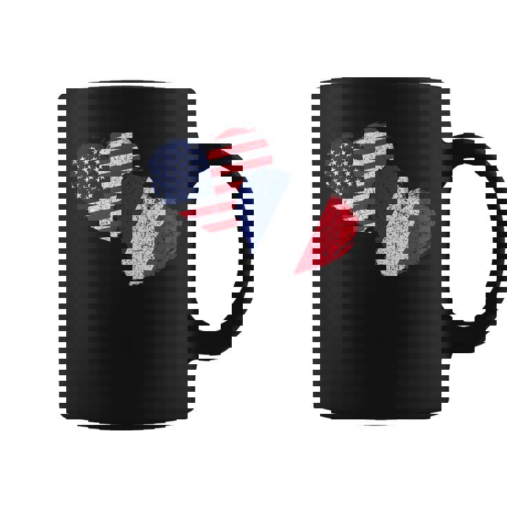 Drapeau Usa France Coeur Pays Américain Français Tasse