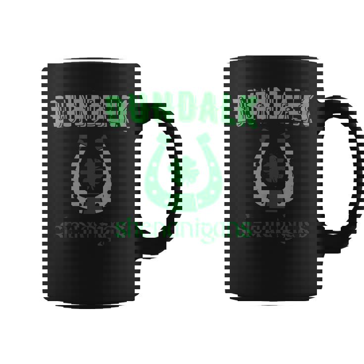 Dundalk Shenanigans St Patrick's Day Lucky Horseshoe Clover Graphic Print Coffee Mug