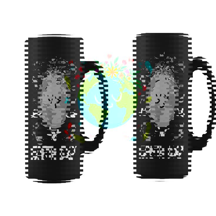 Earth Day Floral Cute & Peaceful Planet Earth Day 2025 Coffee Mug