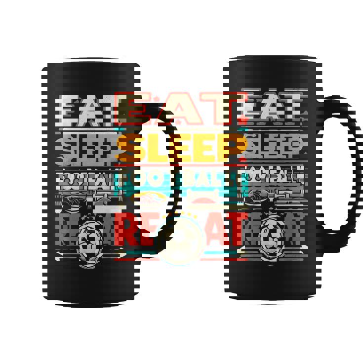 Eat Sleep Football Repeat Divertido Jugador Retro Amante Del Fútbol Taza de café