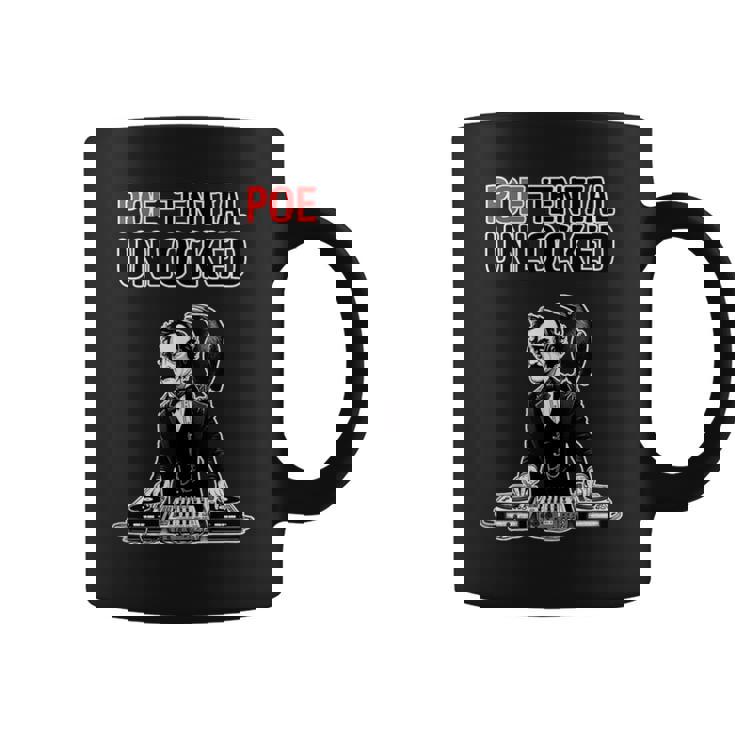 Edgar Allan Poe Dj Humor Literario Poe-Tential Unlocked Sin Mangas Taza de café