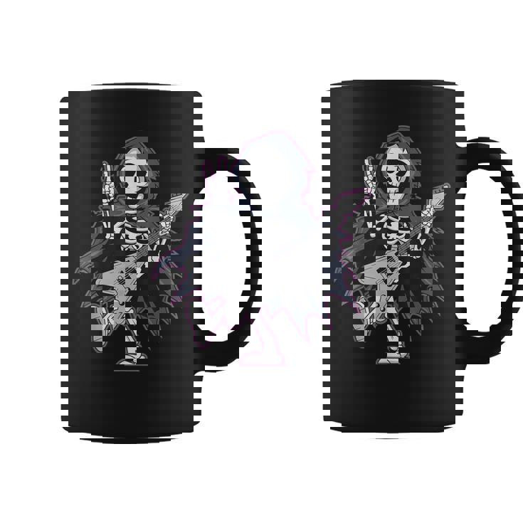 Esqueleto Calavera Guitarra Rock En Heavy Metal Diablo Cuernos Música Taza de café