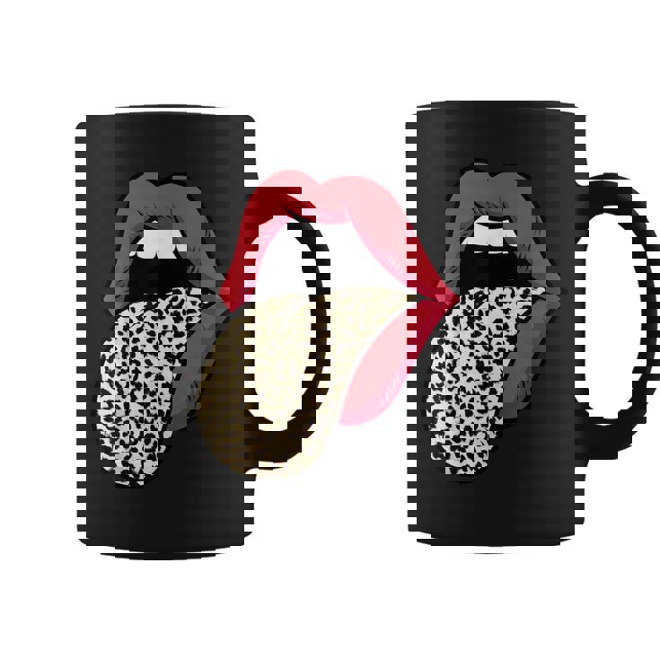 Estampado De Leopardo Labios Rojos Sexy Cheetah Leopard Print Labios Rojos Taza de café