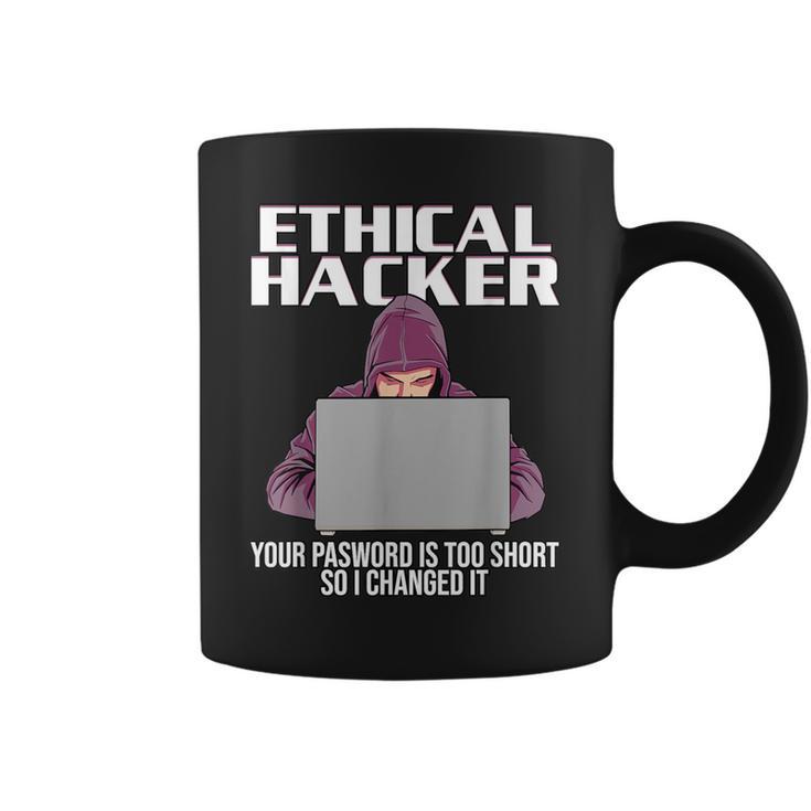 Ethical Hacker Your Password Is Too Short Taza de café