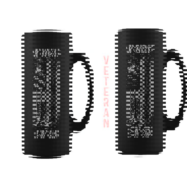 My Favorite Veteran Is My Son Us Flag Retro Veteran Day Coffee Mug