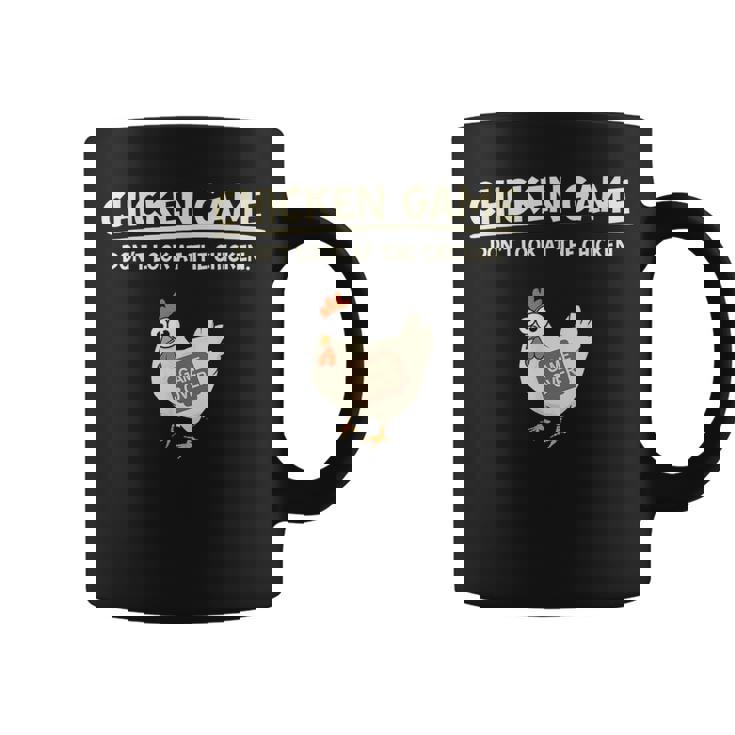 Chicken Game Ltd Divertido Diseño De Pollo Con Texto En Inglés Don't Look Niños Negro Manga De Doble Puntada Taza de café