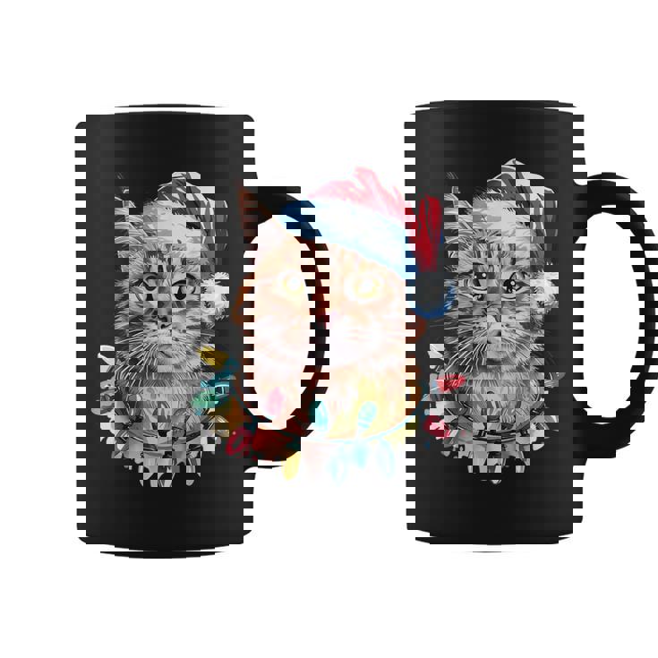 Christmas Orange Tabby Cat Christmas Tree Santa Cat Coffee Mug