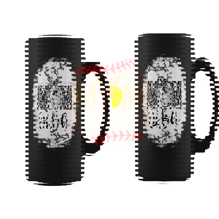 Mothers Ball Mom Of Both Baseball Softball Leopard Coffee Mug