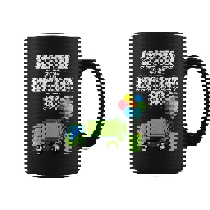 Garbage Truck Sister Birthday Boy Balloons Birthday Party Taza de café