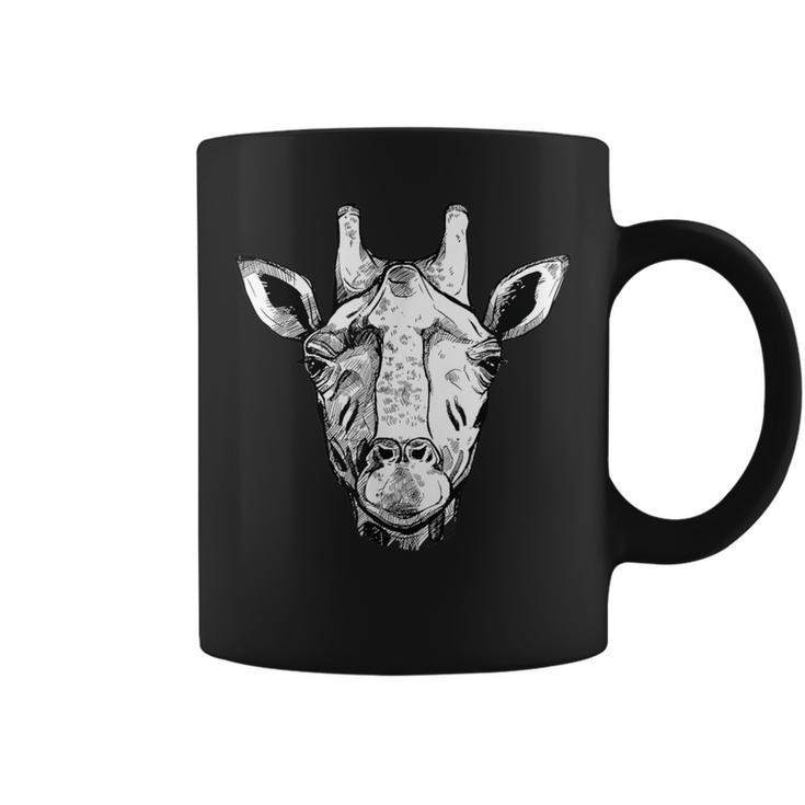 Giraffe Face Tshirt & Giraffe Sketch Animal Art Graphic Print Coffee Mug