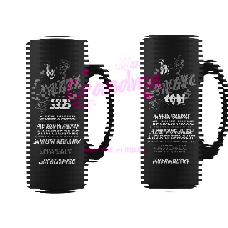 The Grandma Code Grammy Nana Grandma Grandmother Rules 'S Classic Fit Black Short Sleeve Cotton Blend Small Coffee Mug