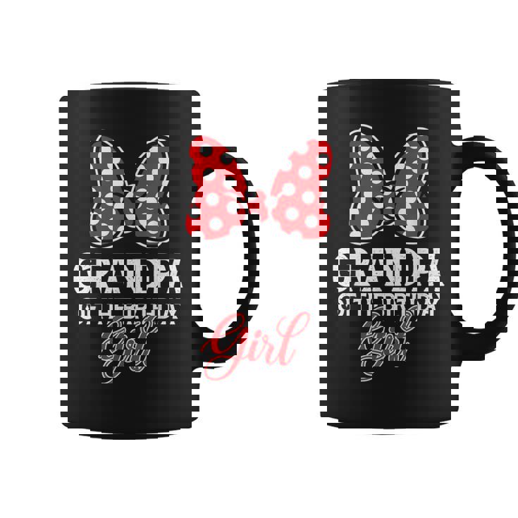 Grandpa Of The Birthday Girl Cute Pink Bow Family Matching Coffee Mug