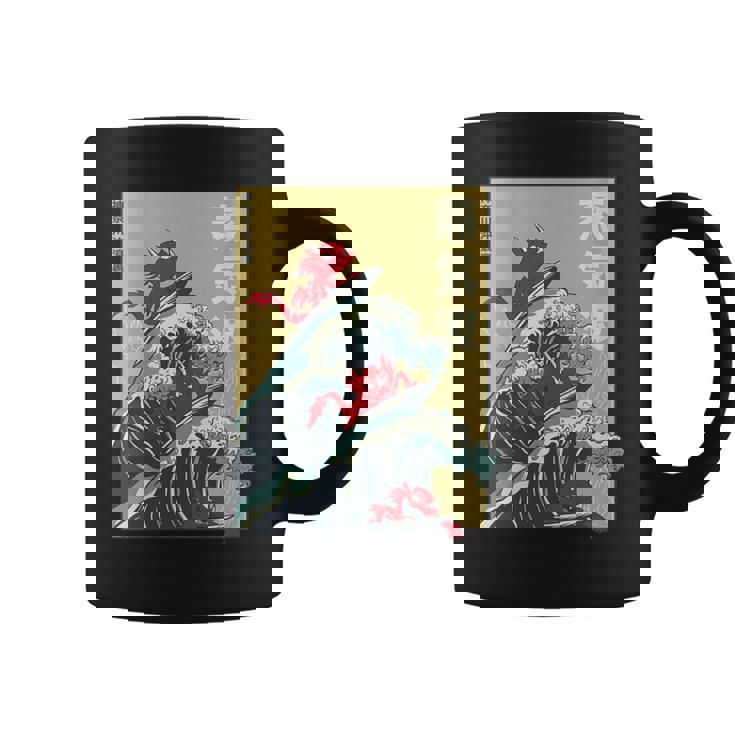 The Great Wave Off Kanagawa Coucher De Soleil Rétro Dragon Japonais Tasse