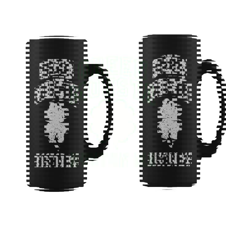 The Green Monsta Boston Irish Pride Distressed Clover Graphic Print Coffee Mug