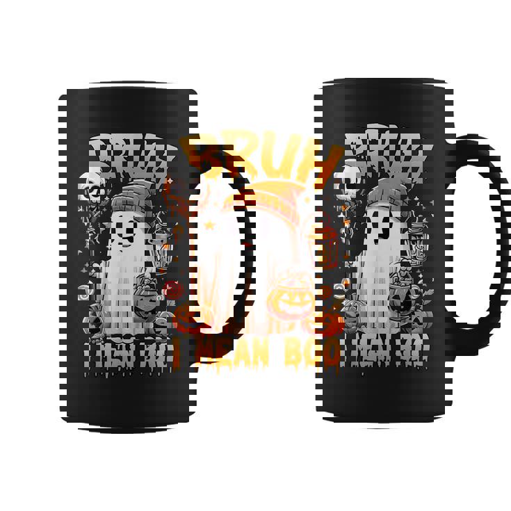 Halloween Bruh Ghost Boo Skull Pumpkin Trick Or Treat Candy Graphic Print Coffee Mug