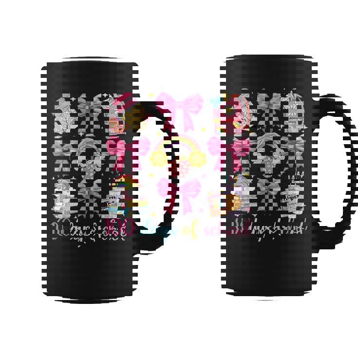 Happy 100 Days Of School Crayon Coquette Bow Enseignant Enfants Tasse