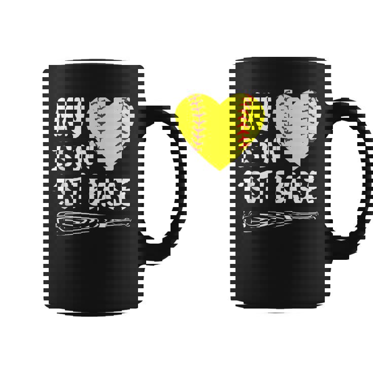 My Heart Is On 1st Base Softball Bat Proud Mom Dad Tank Top Graphic Print Coffee Mug