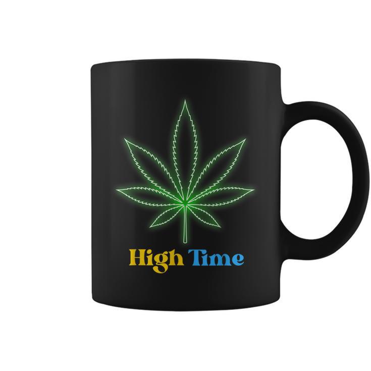 High Time Happy 420 Day Cannabis Weed Marijuana Leaf THC Graphic Print Coffee  Mug - Monsterry