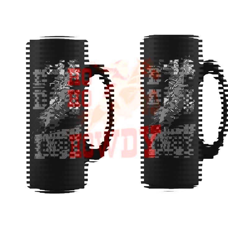 Ho Ho Howdy Santa Riding Horse Western Rodeo Christmas Graphic Print Coffee Mug