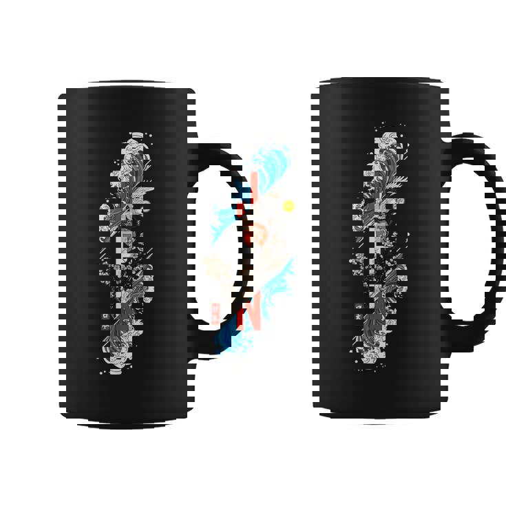 Hokusai Japonais En Fleurs De Cerisier Dans Le Style Rétro Des Années 90 Tasse