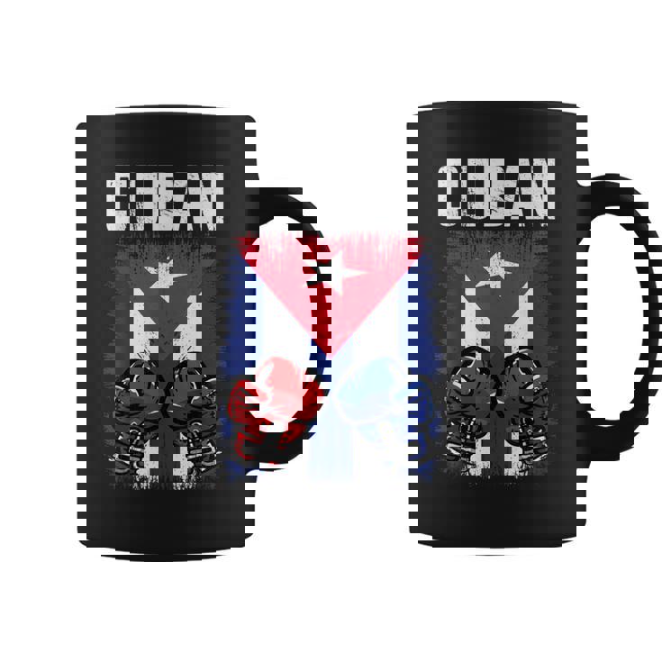 Hombre De Boxeo De Cuba Con Guantes Y Bandera Cubana Taza de café