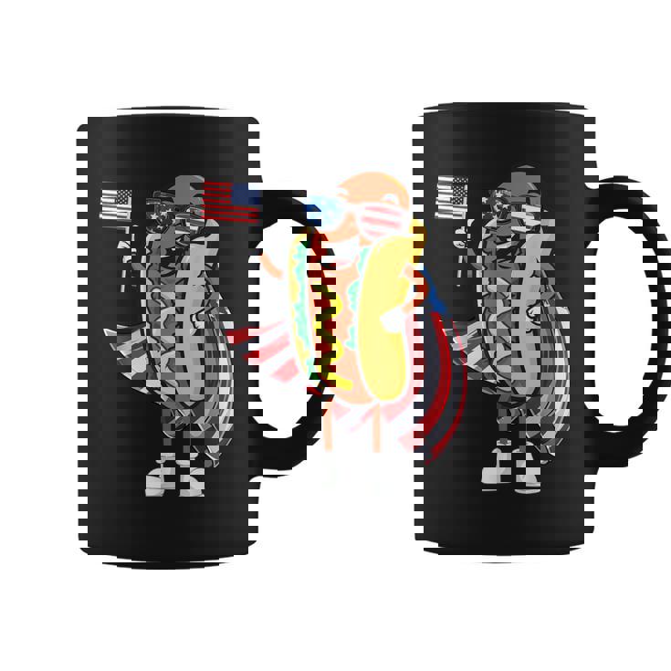 Hot Dog Day Sunglasses American Flag USA 4th Of July Funny Graphic Print Coffee Mug