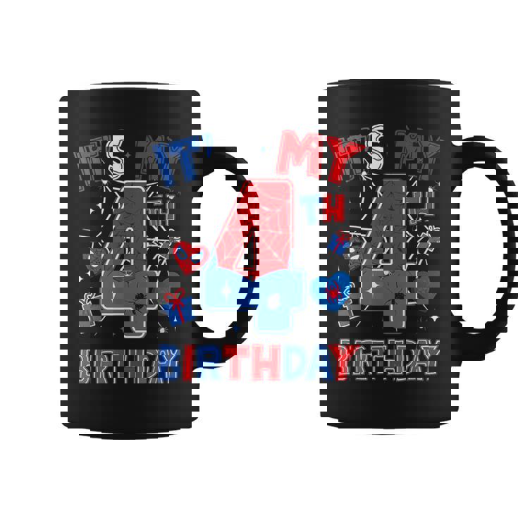 It's My 4Th Birthday Spider Boy Birthday Theme Party Coffee Mug