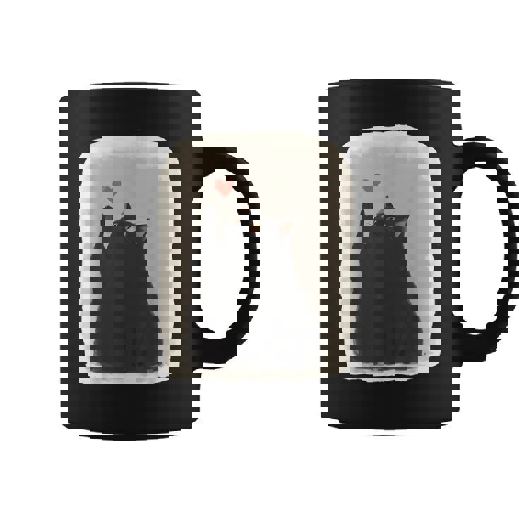 Japanese Anime Cute Cat Heart Kawaii Black Cat Heart Girls Coffee Mug