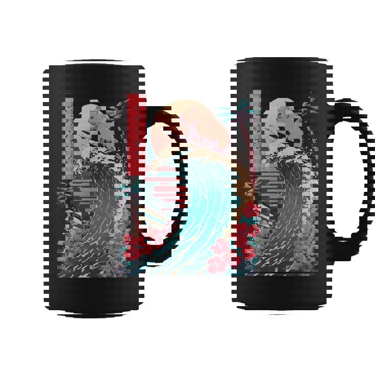 Japanese Capybara Surfing Wave Great Wave Japan Coffee Mug