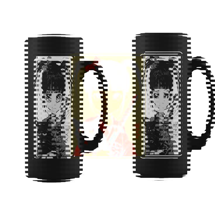 Japanese Gothic Kawaii Anime Samurai Cat Mom Woman Girls Coffee Mug