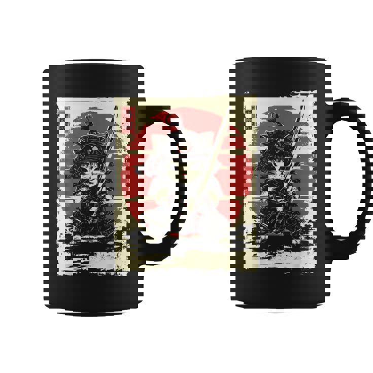 Japanese Samurai Cat Kawaii Ninja Cat Coffee Mug