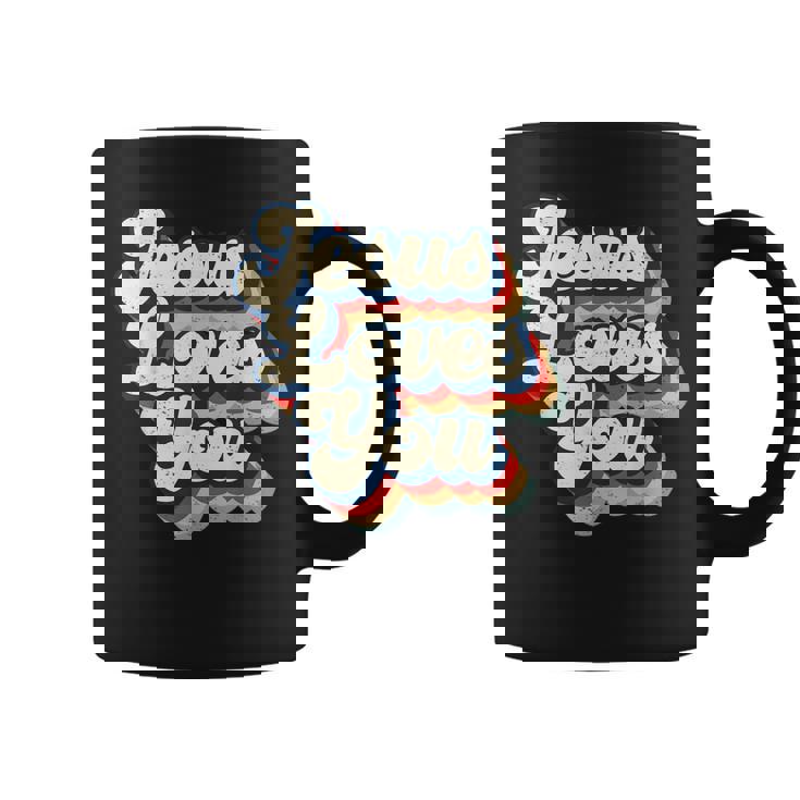 Jesus Loves Retro Vintage Christian Faith Hippie Graphic Print Coffee Mug