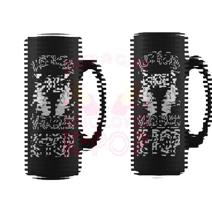 Just A Girl How Loves Kpop K-Pop Korea Finger Heart Love Taza de café