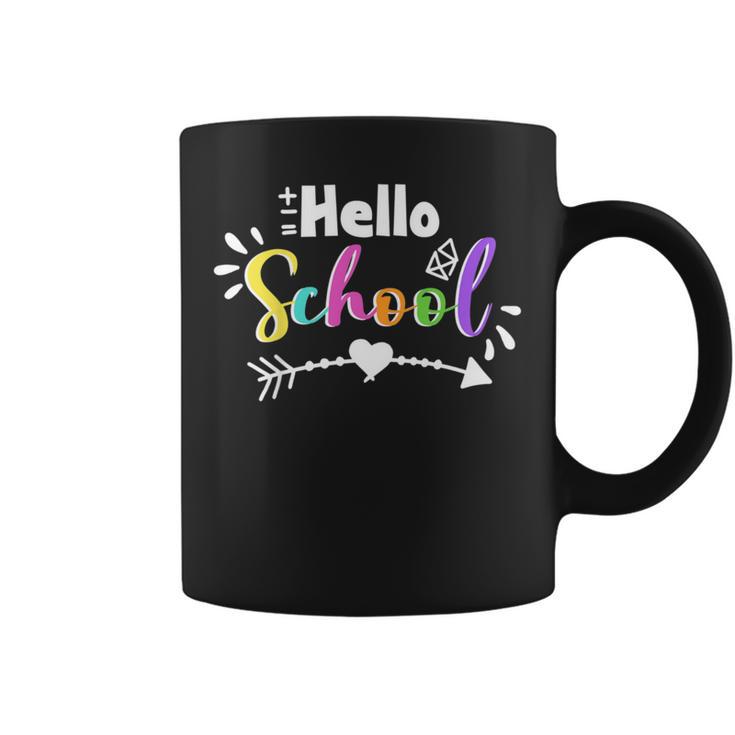 Kids Hello School Heart Arrow Back To School Student Teacher Graphic Print Coffee Mug