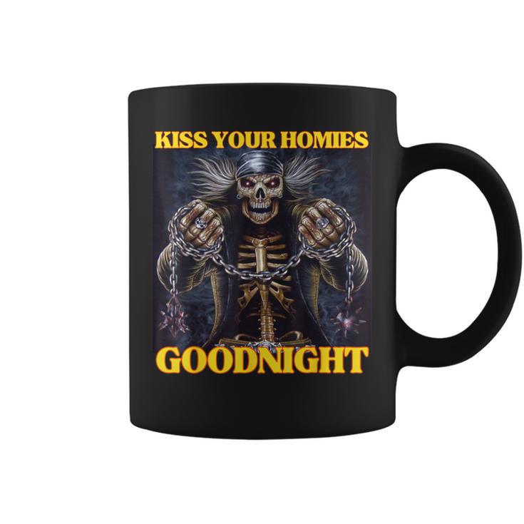 Kiss Your Homies Goodnight Cringe Hard Skeleton Meme Tassen