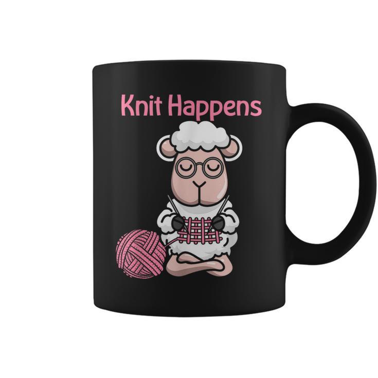 Knit Happens Cute Knitting Sheep For Knitters Graphic Print Coffee Mug