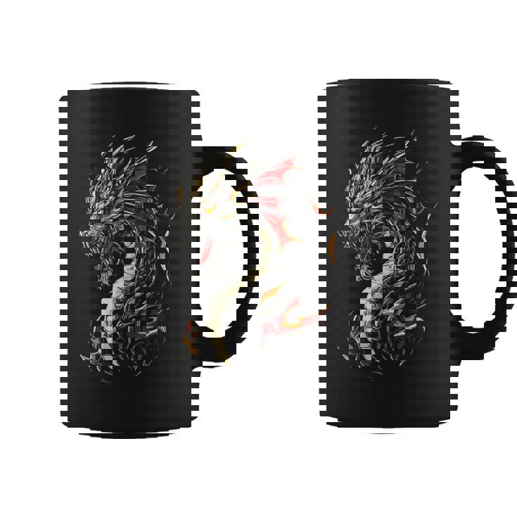 Knucker Dragon Motif Obra De Arte Mítica Knucker Dragon Taza de café