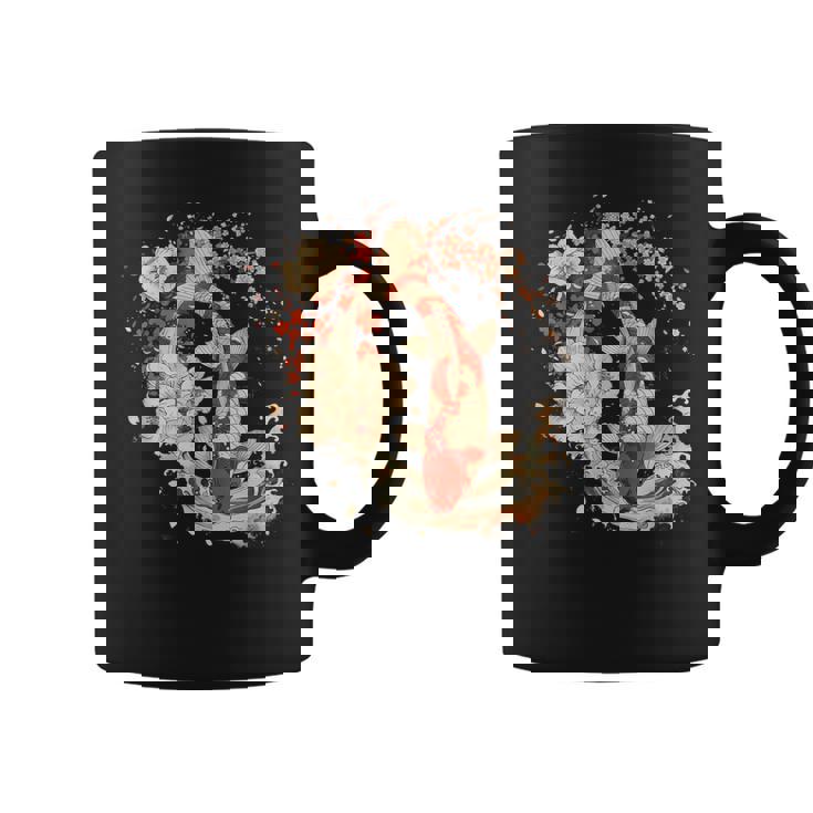 Koi Asian Carpe Koi Fish Sakura Cherry Blossom Season Tasse