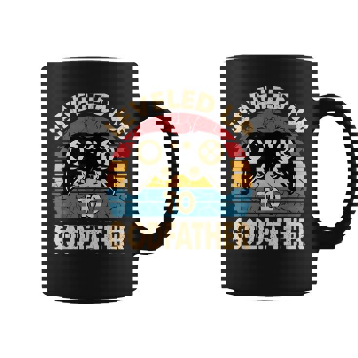 Leveled Up To Godfather Retro Promocionado A Padrino Regalo Taza de café