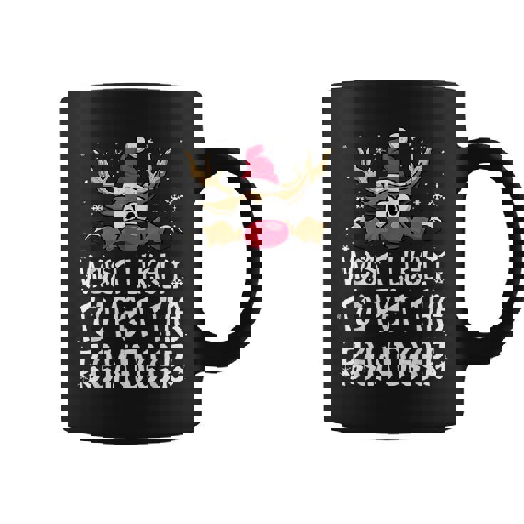 Most Likely To Pet The Reindeer Christmas Pajamas Family Coffee Mug