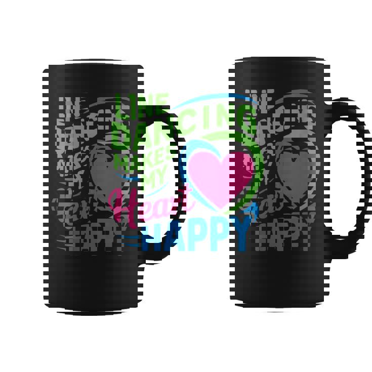 Line Dancing Hace Mi Corazón Feliz Danza Cuello Taza de café